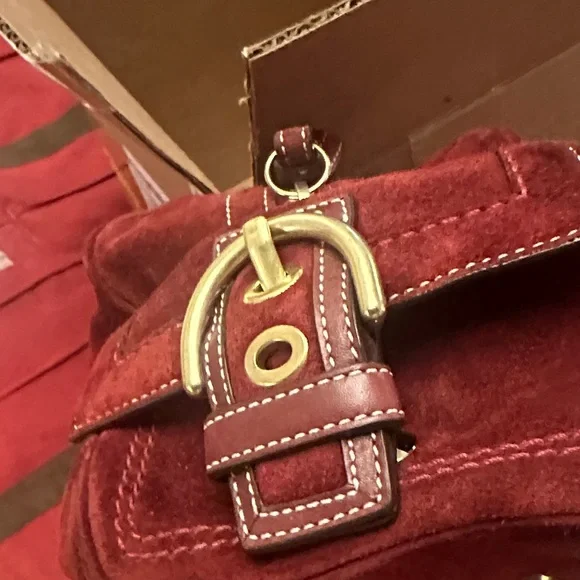 Coach Rich Red Suede Satchel - Picture 4 of 8